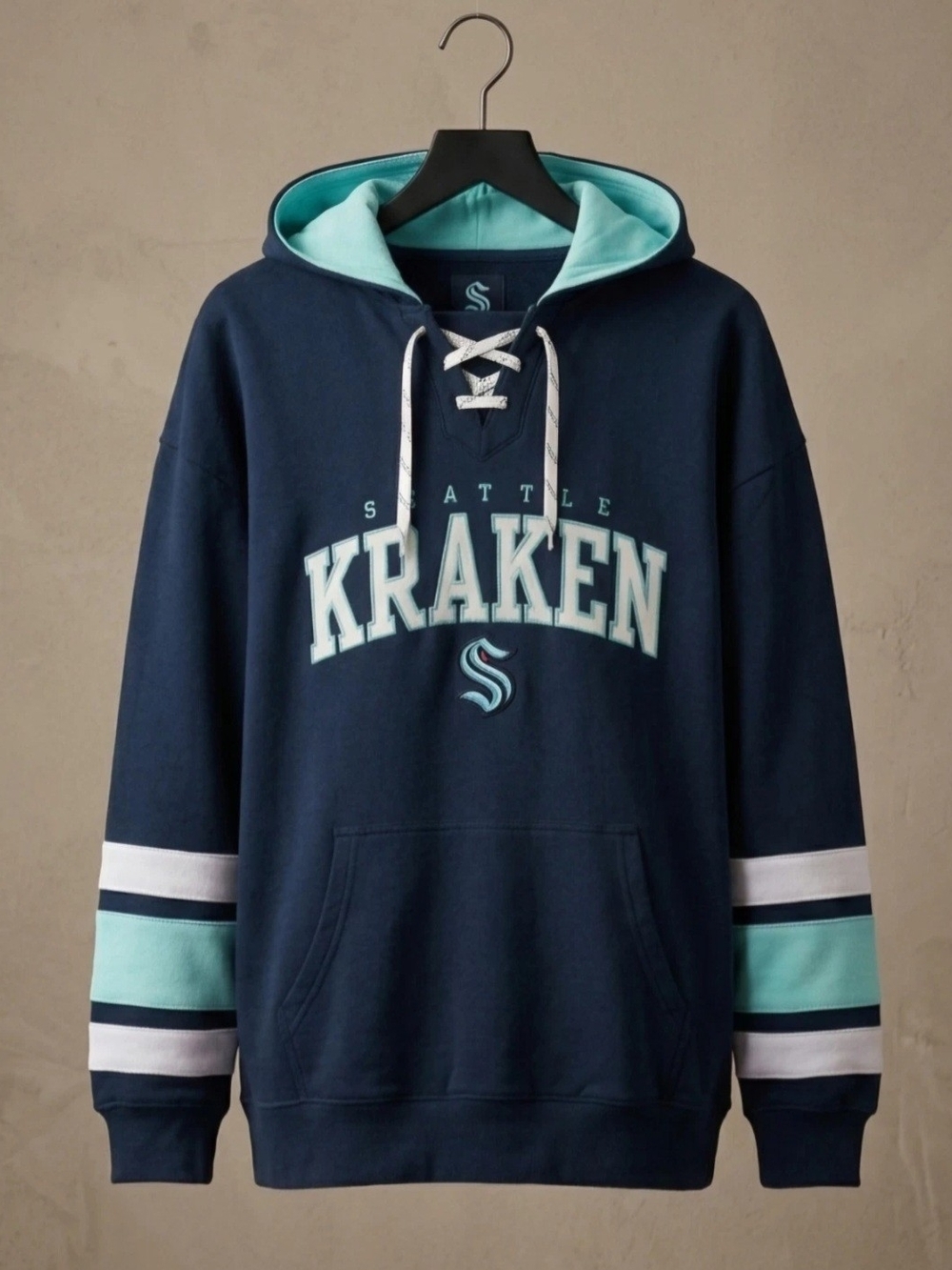 NHL Seattle Kraken Navy & Teal Lace-Up Hoodie